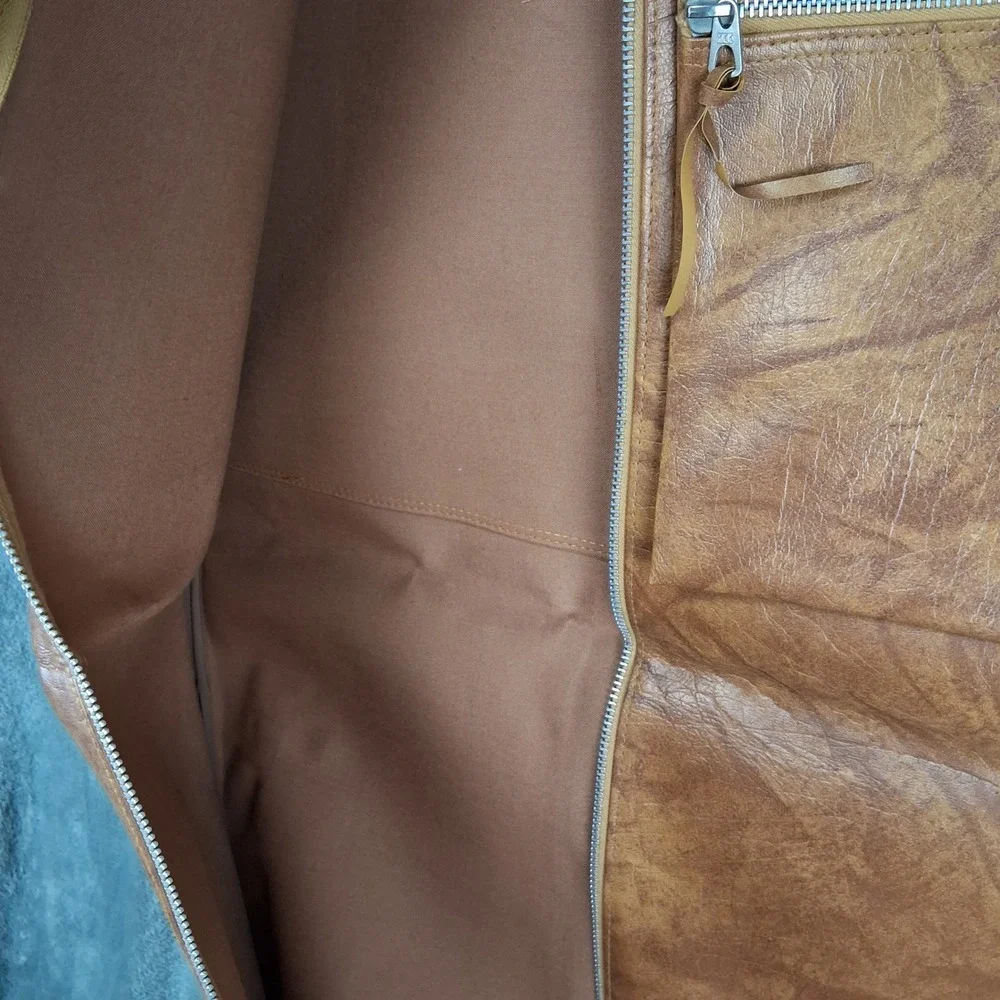 VTG American Tourister Brown Faux Leather Garment Bag Suit Travel Luggage Carrie